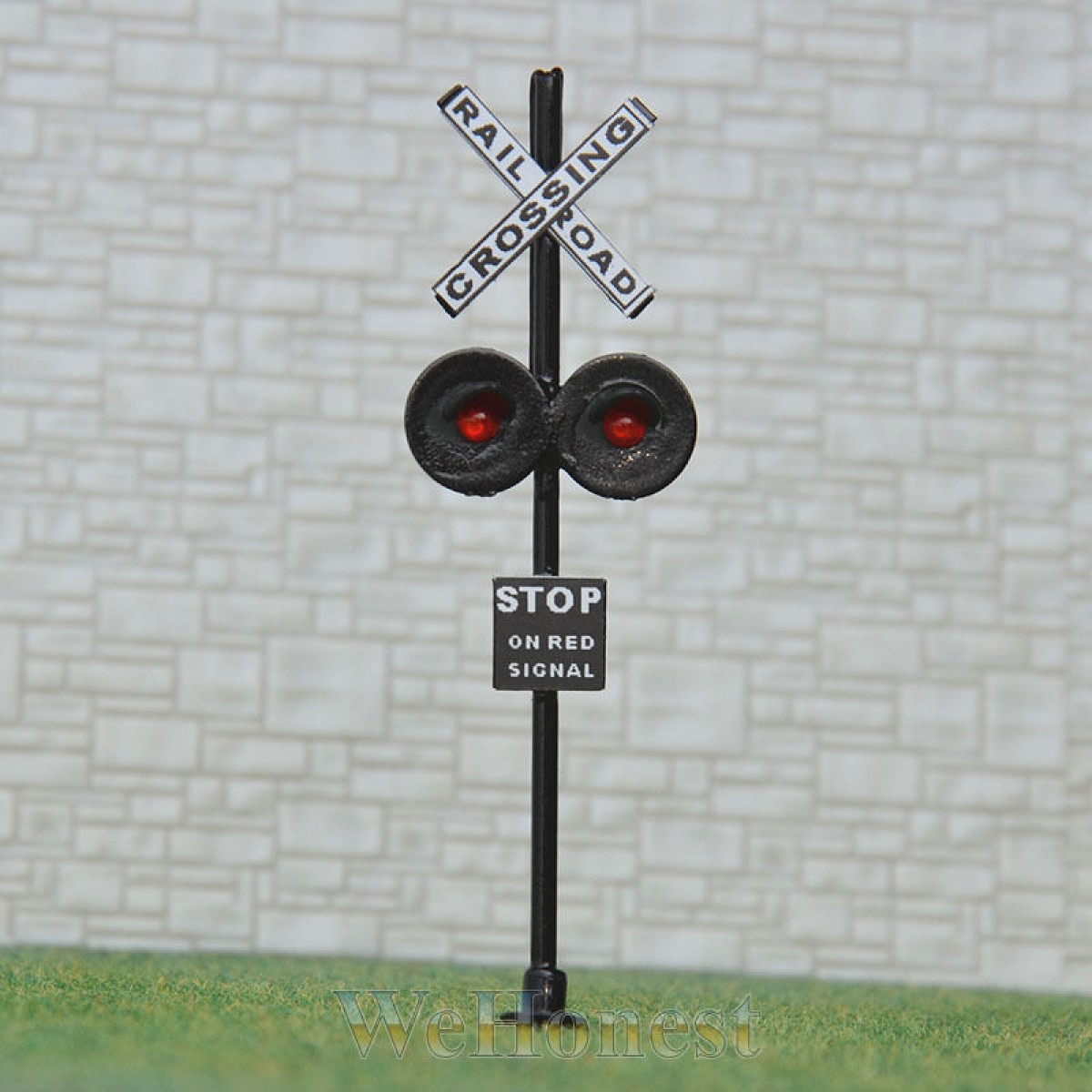 1 X OO or HO Scale Black Railroad Crossing Signals LEDs made Long Life No Hot